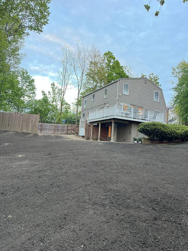 Finished grade across the backyard