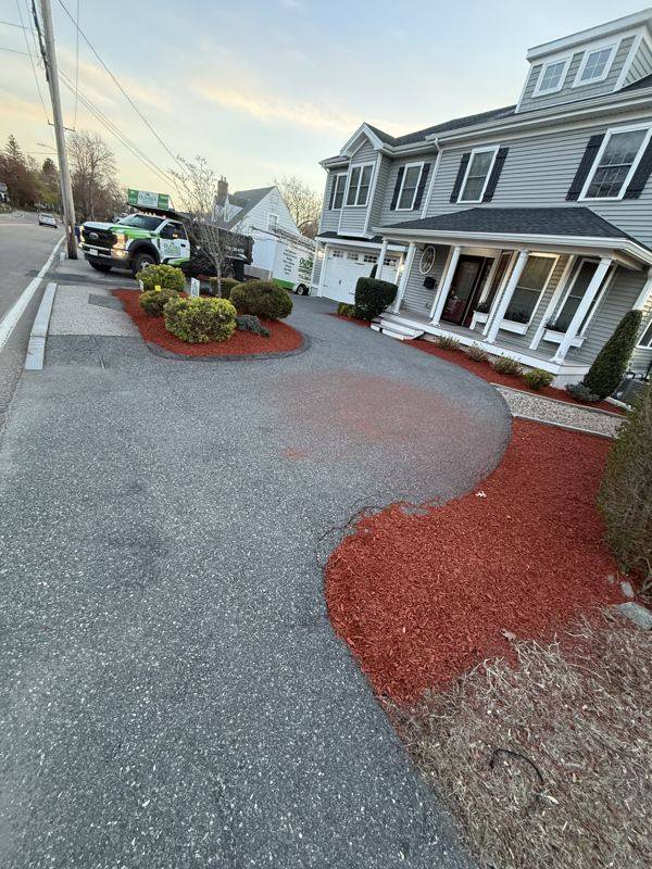 Estate Mulch, Boulders & Driveway Refresh — Oliveira Landscaping project on the South Shore