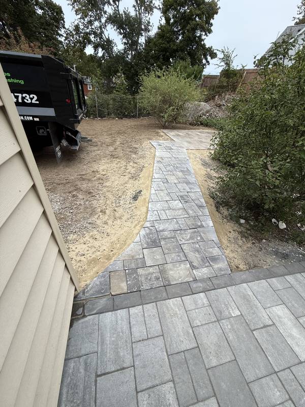 Paver Path, Patio & Gravel Parking Area by Oliveira Landscaping in South Shore, MA