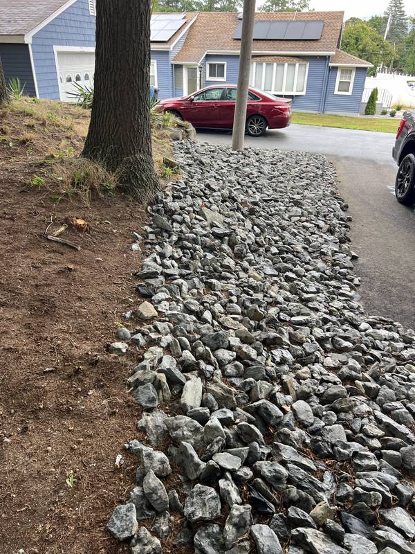 Riprap Slope & River Stone Borders by Oliveira Landscaping in South Shore, MA