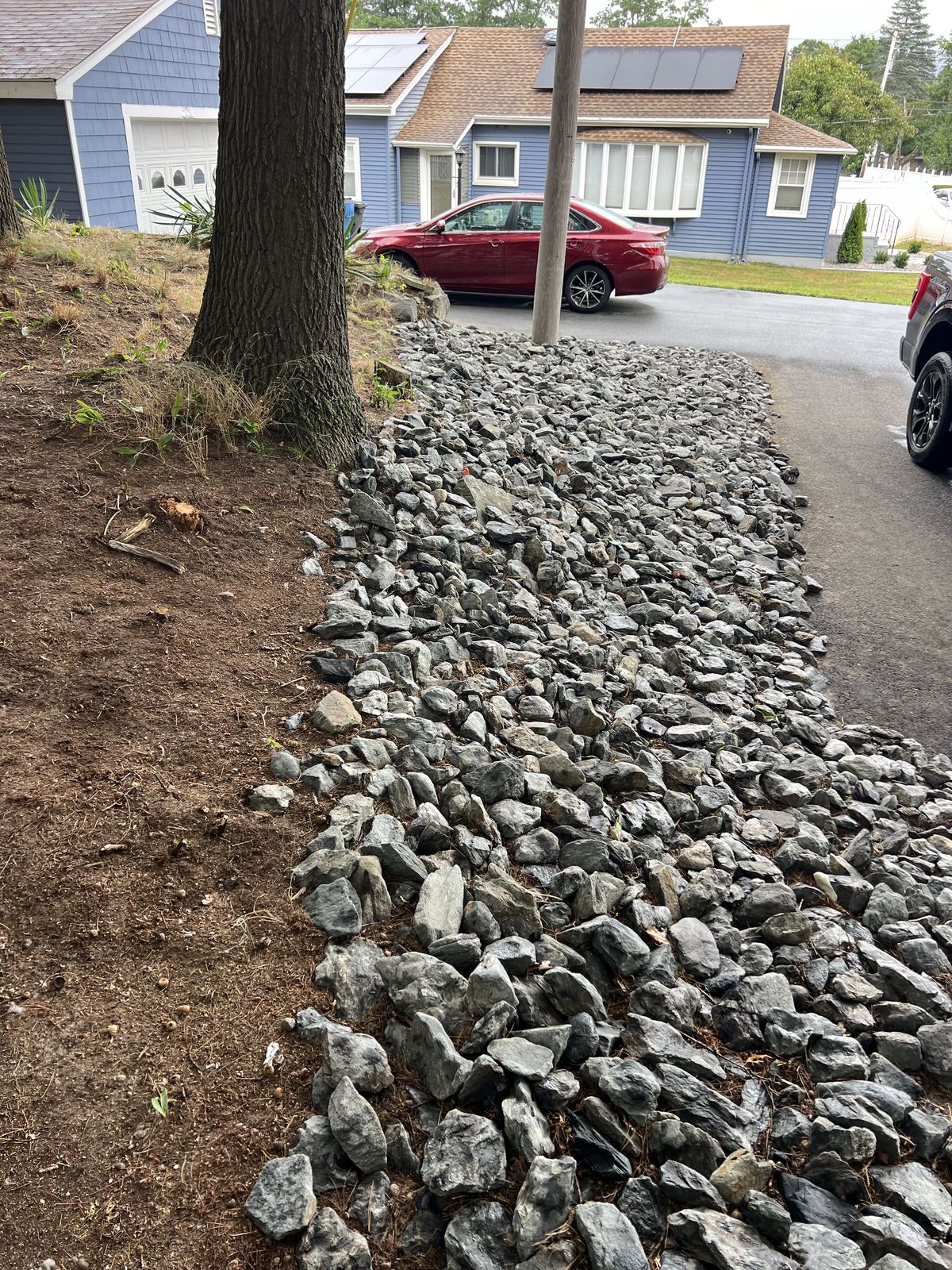 Riprap slope protecting the bank beside the drive