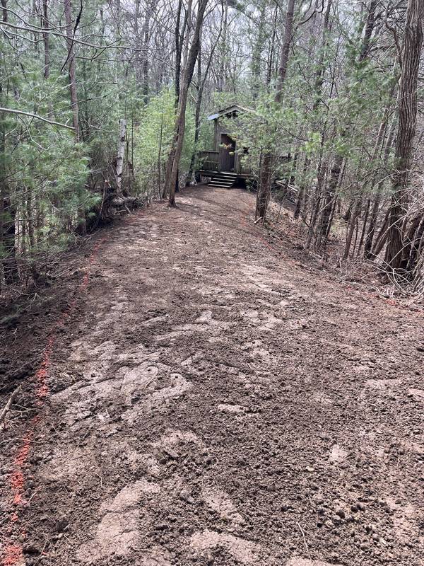 Path cleared and graded through the trees